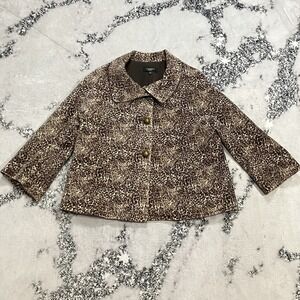 Talbots Leopard Print Jacket Womens Size 12 Brown Animal Print Crop Blazer